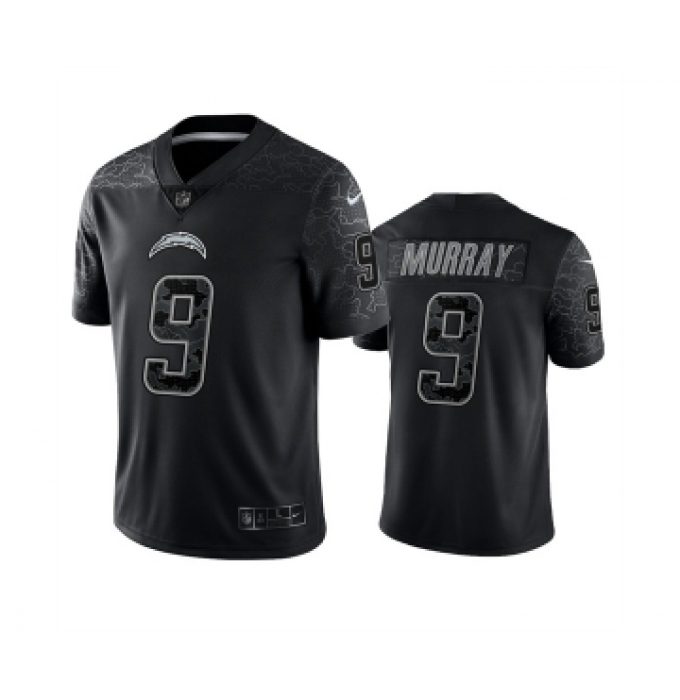 Men's Los Angeles Chargers #9 Kenneth Murray Black Reflective Limited Stitched Football Jersey
