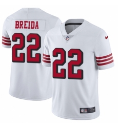 Men's Nike San Francisco 49ers #22 Matt Breida Elite White Rush Vapor Untouchable NFL Jersey