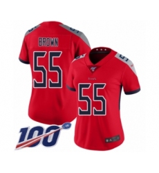 Women's Tennessee Titans #55 Jayon Brown Limited Red Inverted Legend 100th Season Football Jersey
