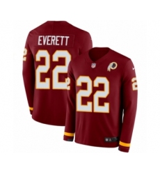 Youth Nike Washington Redskins #22 Deshazor Everett Limited Burgundy Therma Long Sleeve NFL Jersey