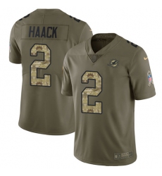 Men's Nike Miami Dolphins #2 Matt Haack Limited Olive Camo 2017 Salute to Service NFL Jersey