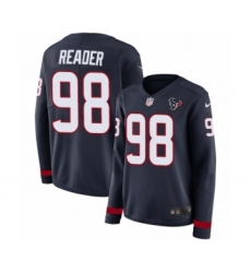 Women's Nike Houston Texans #98 D.J. Reader Limited Navy Blue Therma Long Sleeve NFL Jersey