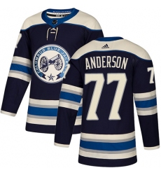 Men's Adidas Columbus Blue Jackets #77 Josh Anderson Premier Navy Blue Alternate NHL Jersey