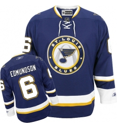 Men's Reebok St. Louis Blues #6 Joel Edmundson Authentic Navy Blue Third NHL Jersey