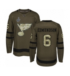 Men's St. Louis Blues #6 Joel Edmundson Authentic Green Salute to Service 2019 Stanley Cup Final Bound Hockey Jersey