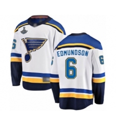 Men's St. Louis Blues #6 Joel Edmundson Fanatics Branded White Away Breakaway 2019 Stanley Cup Champions Hockey Jersey