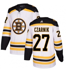 Women's Adidas Boston Bruins #27 Austin Czarnik Authentic White Away NHL Jersey