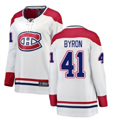 Women's Montreal Canadiens #41 Paul Byron Authentic White Away Fanatics Branded Breakaway NHL Jersey