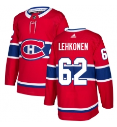 Men's Adidas Montreal Canadiens #62 Artturi Lehkonen Authentic Red Home NHL Jersey