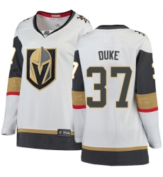 Women's Vegas Golden Knights #37 Reid Duke Authentic White Away Fanatics Branded Breakaway NHL Jersey