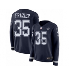 Women's Nike Dallas Cowboys #35 Kavon Frazier Limited Navy Blue Therma Long Sleeve NFL Jersey