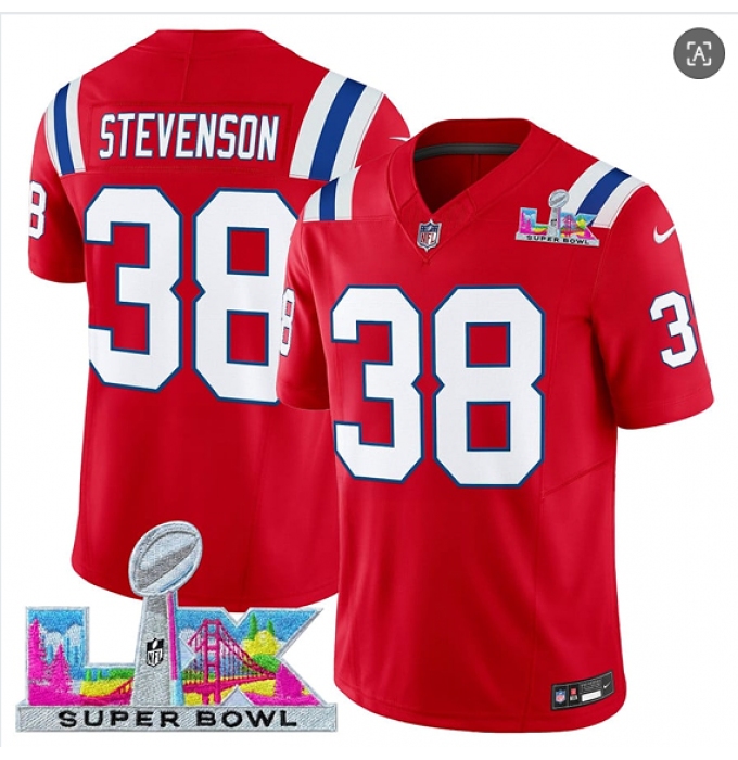Men's New England Patriots #38 Rhamondre Stevenson Red 2025 F.U.S.E. Super Bowl LX Vapor Limited Football Stitched Jersey
