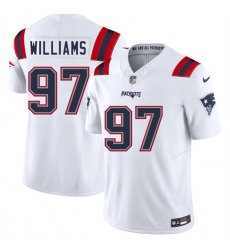 Men's New England Patriots #97 Milton Williams White 2025 F.U.S.E. Vapor Limited Football Stitched Jersey