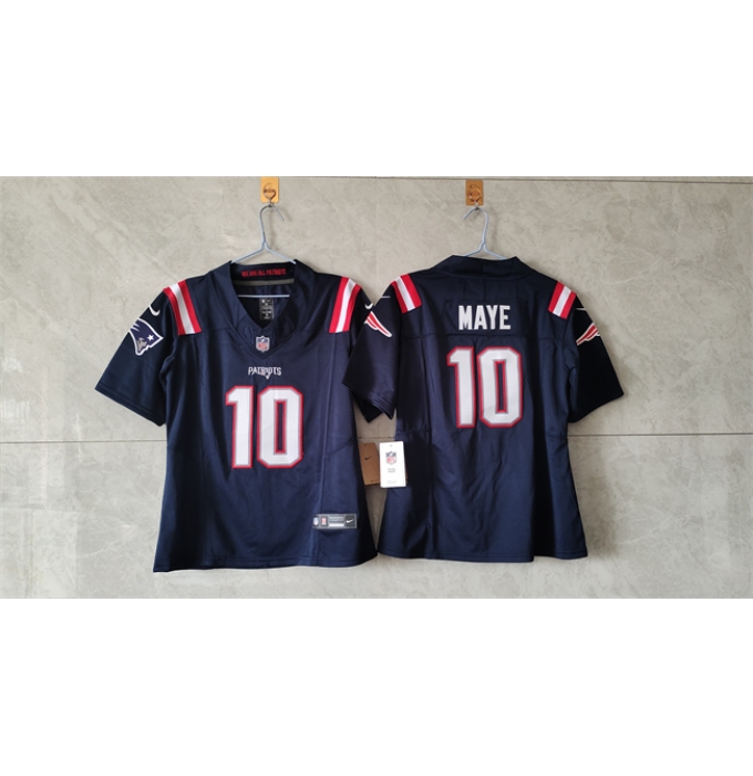 Women's New England Patriots #10 Drake Maye 2024 F.U.S.E. Navy Vapor Untouchable Limited Stitched Jersey(Run Small)