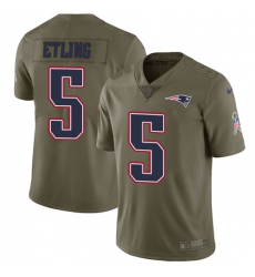 Youth Nike New England Patriots #5 Danny Etling Limited Olive 2017 Salute to Service NFL Jersey