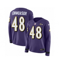 Women's Nike Baltimore Ravens #48 Patrick Onwuasor Limited Purple Therma Long Sleeve NFL Jersey