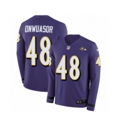Youth Nike Baltimore Ravens #48 Patrick Onwuasor Limited Purple Therma Long Sleeve NFL Jersey