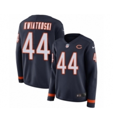 Women's Nike Chicago Bears #44 Nick Kwiatkoski Limited Navy Blue Therma Long Sleeve NFL Jersey