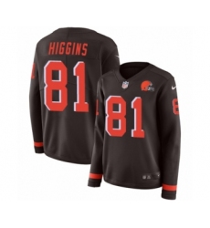 Women's Nike Cleveland Browns #81 Rashard Higgins Limited Brown Therma Long Sleeve NFL Jersey