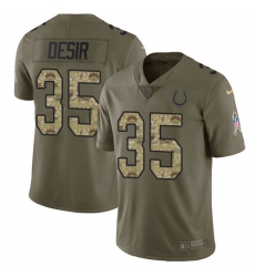 Men's Nike Indianapolis Colts #35 Pierre Desir Limited Olive/Camo 2017 Salute to Service NFL Jersey