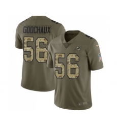 Youth Miami Dolphins #56 Davon Godchaux Limited Olive Camo 2017 Salute to Service Football Jersey