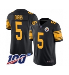 Men's Pittsburgh Steelers #5 Joshua Dobbs Limited Black Rush Vapor Untouchable 100th Season Football Jersey