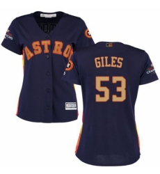 Women's Majestic Houston Astros #53 Ken Giles Authentic Navy Blue Alternate 2018 Gold Program Cool Base MLB Jersey