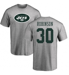 NFL Nike New York Jets #30 Rashard Robinson Ash Name & Number Logo T-Shirt
