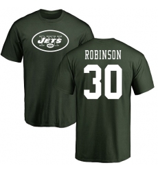 NFL Nike New York Jets #30 Rashard Robinson Green Name & Number Logo T-Shirt