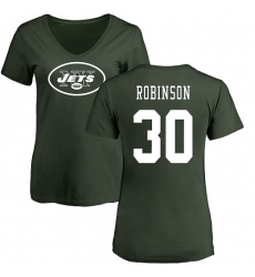 NFL Women's Nike New York Jets #30 Rashard Robinson Green Name & Number Logo T-Shirt