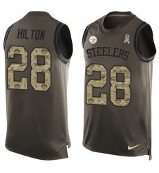 Men's Nike Pittsburgh Steelers #28 Mike Hilton Limited Green Salute to Service Tank Top NFL Jersey