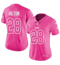 Women's Nike Pittsburgh Steelers #28 Mike Hilton Limited Pink Rush Fashion NFL Jersey