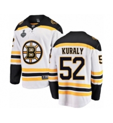 Youth Boston Bruins #52 Sean Kuraly Authentic White Away Fanatics Branded Breakaway 2019 Stanley Cup Final Bound Hockey Jersey