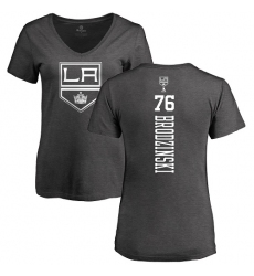 NHL Women's Adidas Los Angeles Kings #76 Jonny Brodzinski Charcoal One Color Backer T-Shirt