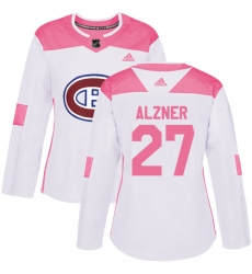 Women's Adidas Montreal Canadiens #27 Karl Alzner Authentic White Pink Fashion NHL Jersey