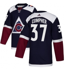 Men's Adidas Colorado Avalanche #37 J.T. Compher Authentic Navy Blue Alternate NHL Jersey