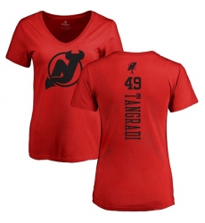 NHL Women's Adidas New Jersey Devils #49 Eric Tangradi Red One Color Backer T-Shirt