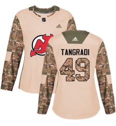 Women's Adidas New Jersey Devils #49 Eric Tangradi Authentic Camo Veterans Day Practice NHL Jersey