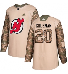 Men's Adidas New Jersey Devils #20 Blake Coleman Authentic Camo Veterans Day Practice NHL Jersey