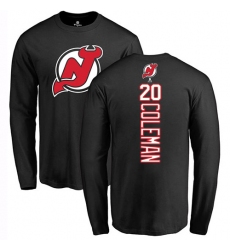 NHL Adidas New Jersey Devils #20 Blake Coleman Black Backer Long Sleeve T-Shirt