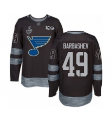 Men's St. Louis Blues #49 Ivan Barbashev Authentic Black 1917-2017 100th Anniversary 2019 Stanley Cup Final Bound Hockey Jersey