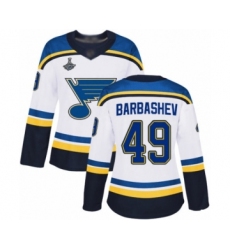 Women's St. Louis Blues #49 Ivan Barbashev Authentic White Away 2019 Stanley Cup Champions Hockey Jersey