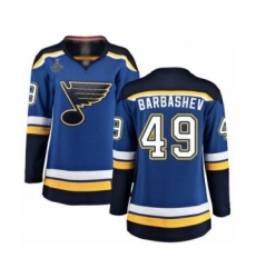 Women's St. Louis Blues #49 Ivan Barbashev Fanatics Branded Royal Blue Home Breakaway 2019 Stanley Cup Champions Hockey Jersey