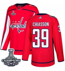 Men's Adidas Washington Capitals #39 Alex Chiasson Premier Red Home 2018 Stanley Cup Final Champions NHL Jersey
