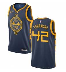 Men's Nike Golden State Warriors #42 Nate Thurmond Swingman Navy Blue NBA Jersey - City Edition