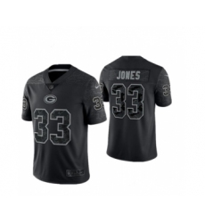 Men's Green Bay Packers #33 Aaron Jones Black Reflective Limited Stitched Football Jersey