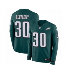 Youth Nike Philadelphia Eagles #30 Corey Clement Limited Green Therma Long Sleeve NFL Jersey