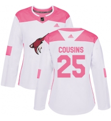 Women's Adidas Arizona Coyotes #25 Nick Cousins Authentic White Pink Fashion NHL Jersey