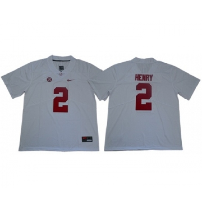 Crimson Tide #2 Derrick Henry White SEC Patch Limited Stitched College Jersey