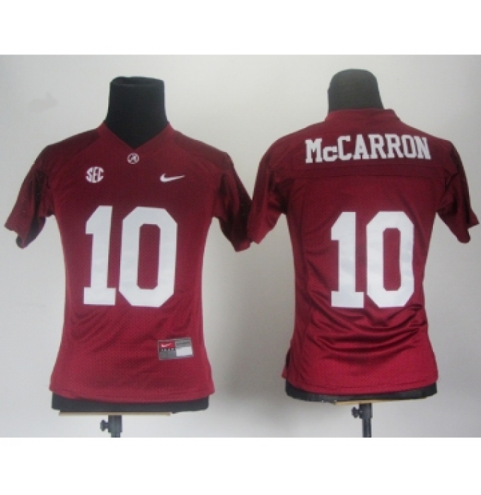 Women Alabama Crimson Tide 10 McCarron Red 2012 SEC Patch Jerseys